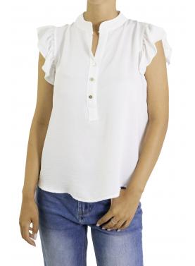 Blusa con volant e bottoni